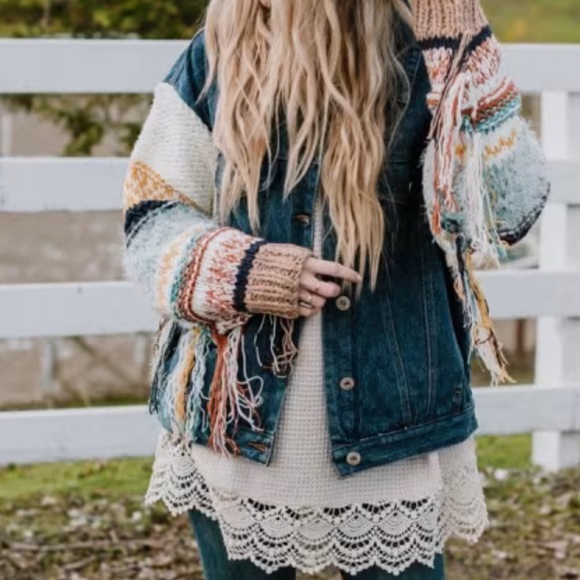 Miracle Sweaters - POL Denim Jacket with Knitted sleeves